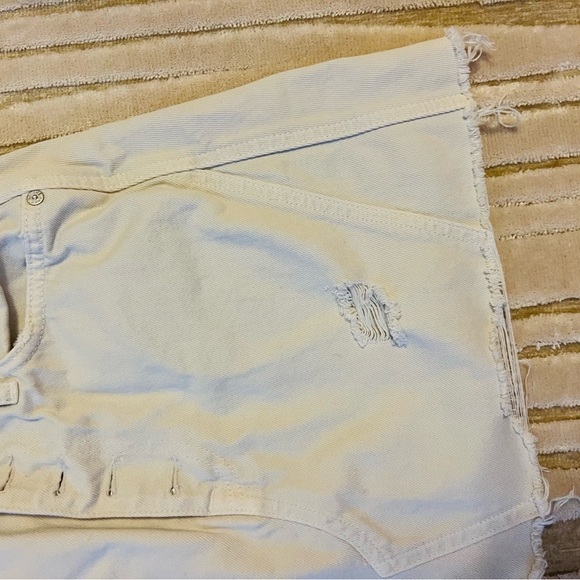 Free People Cream Distressed Jean Shorts - Picture 2 of 8